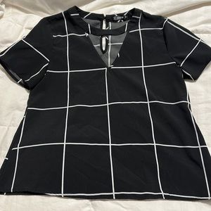 Shein - S/S Black & White Striped Blouse - Small